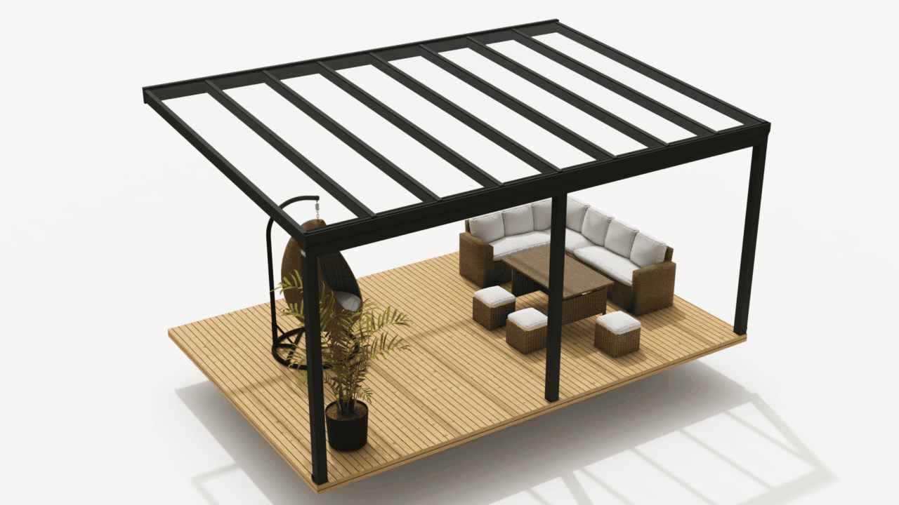 Hliníková pergola PORTO s plným polykarbonátom10 - Photo-min