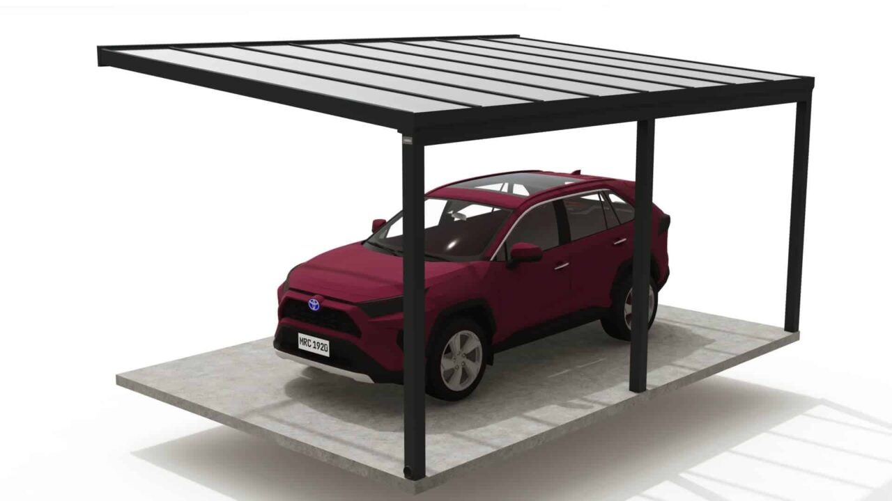 Prístrešok pre auto PORTO s polykarbonátom kotvený o dom5 - Photo